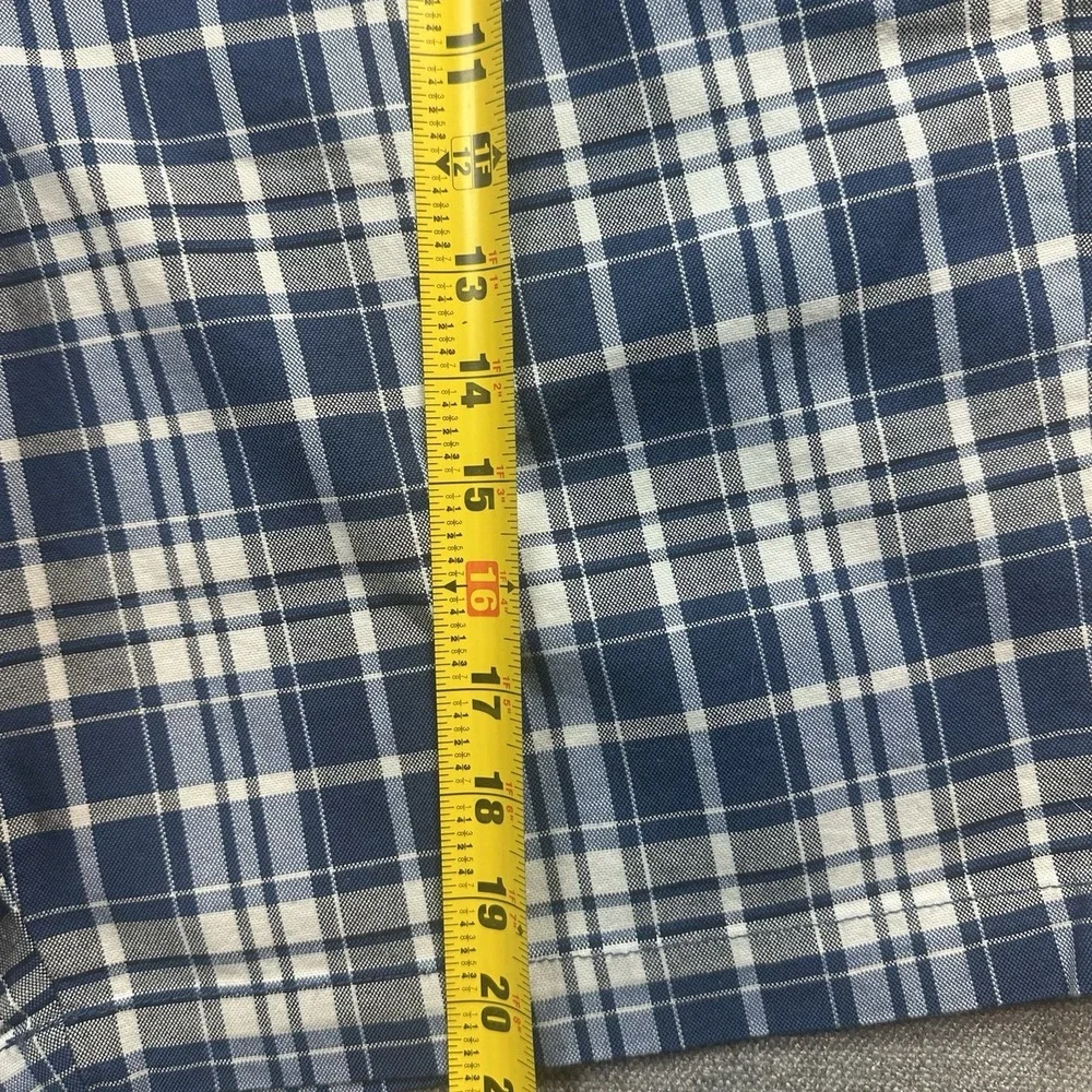 Banana Republic Aiden Shorts Mens 34 Blue Plaid Chino Golf Casual Outdoor Hiking